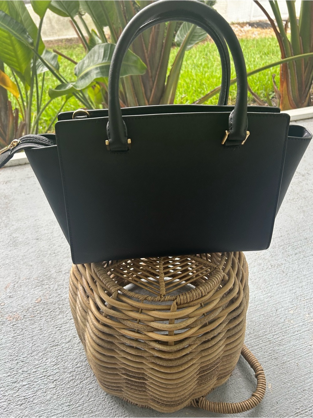 Michael Kors Black Structured Saffiano Satchel with Gold Hardware - Picture 4 of 10